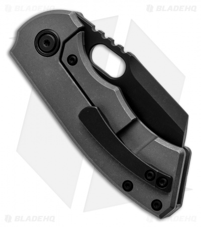 BergBlades Mini Slim Frame Lock Knife Stonewashed Titanium (2.4" Black DLC)