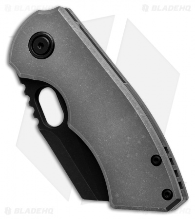 BergBlades Mini Slim Frame Lock Knife Stonewashed Titanium (2.4" Black DLC)