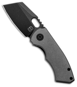 BergBlades Mini Slim Frame Lock Knife Stonewashed Titanium (2.4" Black DLC)