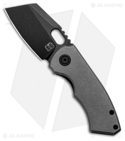 BergBlades Mini Slim Frame Lock Knife Stonewashed Titanium (2.4" Black DLC)