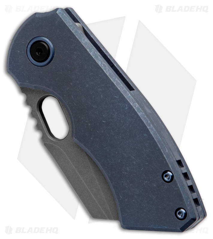 BergBlades Mini Slim Frame Lock Knife Blue Ti (2.4" Sand/Stone)
