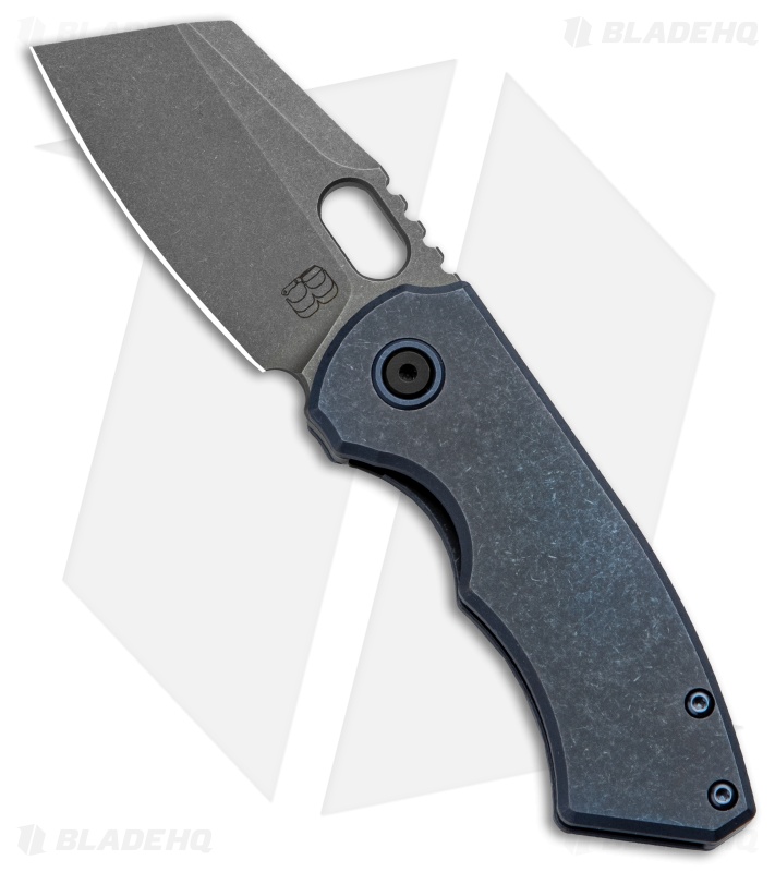 BergBlades Mini Slim Frame Lock Knife Blue Ti (2.4" Sand/Stone)
