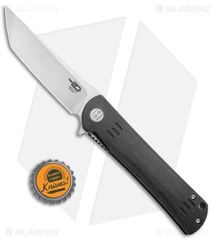 Bestech Knives Kendo Tanto Liner Lock Knife Black G-10 (3.75" Satin)  