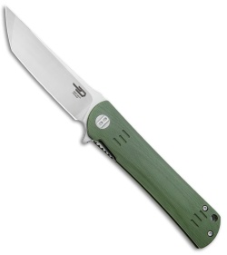 Bestech Knives Kendo Tanto Liner Lock Knife Green G-10 (3.75" Satin)  