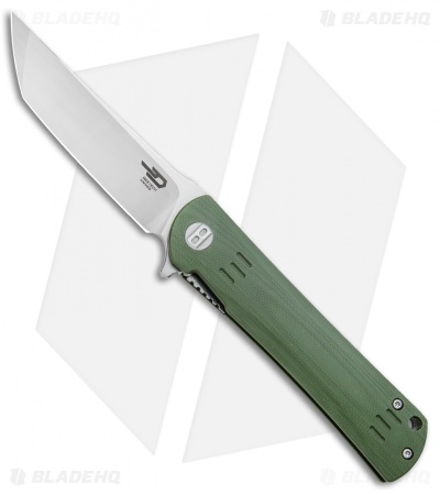 Bestech Knives Kendo Tanto Liner Lock Knife Green G-10 (3.75" Satin)  