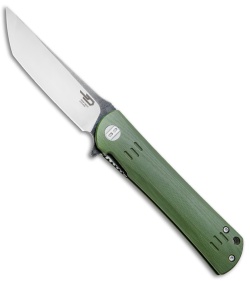 Bestech Knives Kendo Tanto Liner Lock Knife Green G-10 (3.75" Satin, Black)  