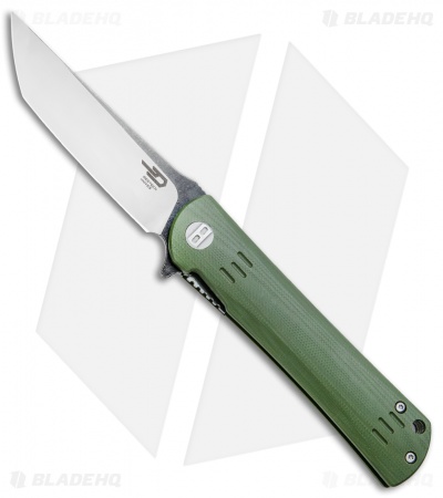 Bestech Knives Kendo Tanto Liner Lock Knife Green G-10 (3.75" Satin, Black)  