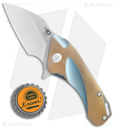 Bestech Knives Goblin Frame Lock Knife Bronze/Blue Titanium (2" Satin) 1711B