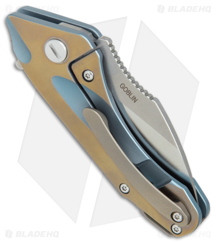 Bestech Knives Goblin Frame Lock Knife Bronze/Blue Titanium (2" Satin) 1711B