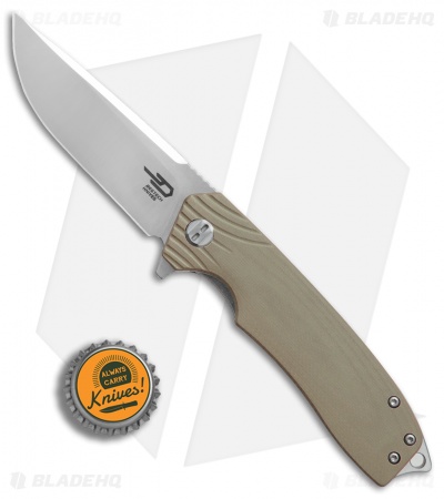 Bestech Knives Lion Liner Lock Knife Tan G-10 (3.3" Satin)  