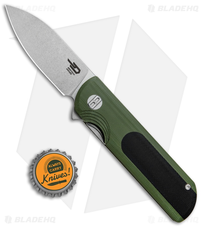 Bestech Knives Pebble Liner Lock Knife Green/Black G-10 (2.8" Stonewash) BG07A