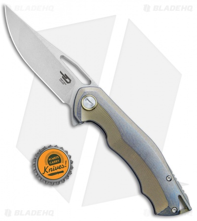 Bestech Knives Tercel Frame Lock Knife Retro Gold Titanium (3.5" Stonewash)