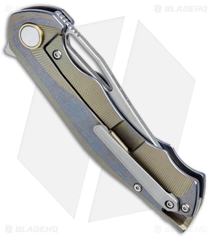 Bestech Knives Tercel Frame Lock Knife Retro Gold Titanium (3.5" Stonewash)
