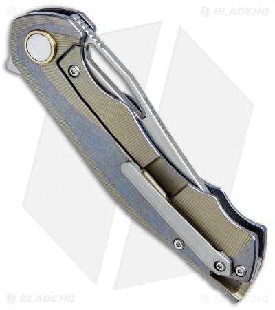 Bestech Knives Tercel Frame Lock Knife Retro Gold Titanium (3.5" Stonewash)