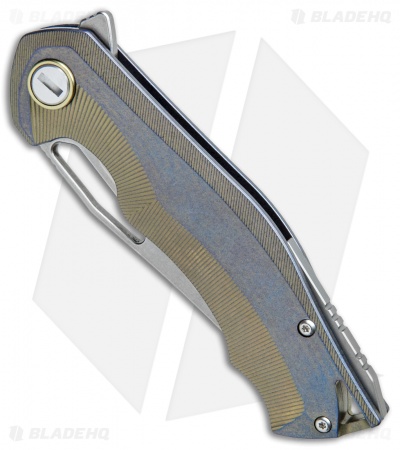 Bestech Knives Tercel Frame Lock Knife Retro Gold Titanium (3.5" Stonewash)