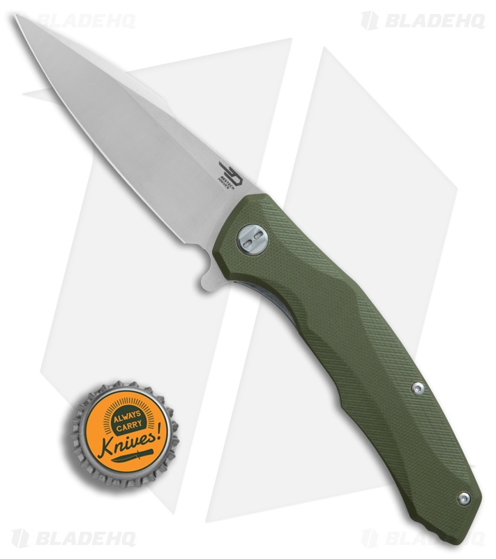 Bestech Knives Warwolf Liner Lock Knife Green G-10 (3.5" Satin)  