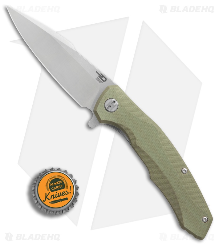 Bestech Knives Warwolf Liner Lock Knife OD Green G-10 (3.5" Satin)  