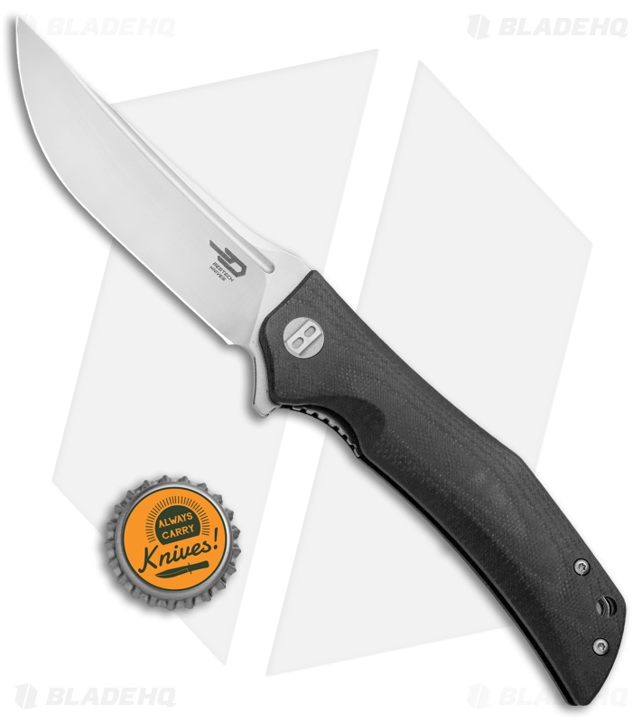 Bestech Knives Scimitar Liner Lock Knife Black G-10 (3.75" Satin)  