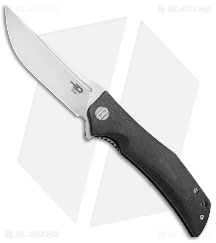 Bestech Knives Scimitar Liner Lock Knife Black G-10 (3.75" Satin)  