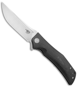 Bestech Knives Scimitar Liner Lock Knife Black G-10 (3.75" Satin)  