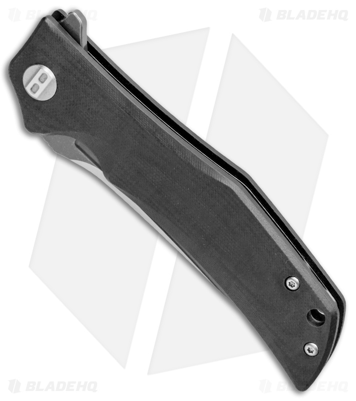 Bestech Knives Scimitar Liner Lock Knife Black G-10 (3.75" Satin, Gray)  