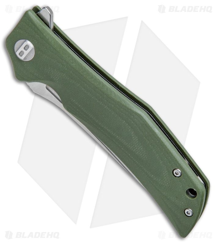 Bestech Knives Scimitar Liner Lock Knife Green G-10 (3.75" Satin)  