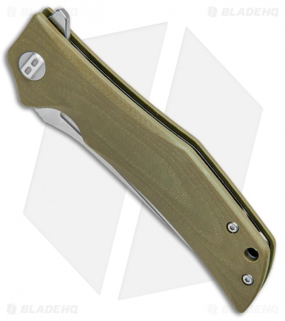 Bestech Knives Scimitar Liner Lock Knife OD Green G-10 (3.75" Satin)  