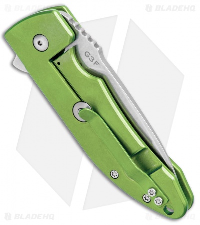 Bradford Knives Guardian3 Flipper G3F Knife Titanium Green (3" Stonewash)