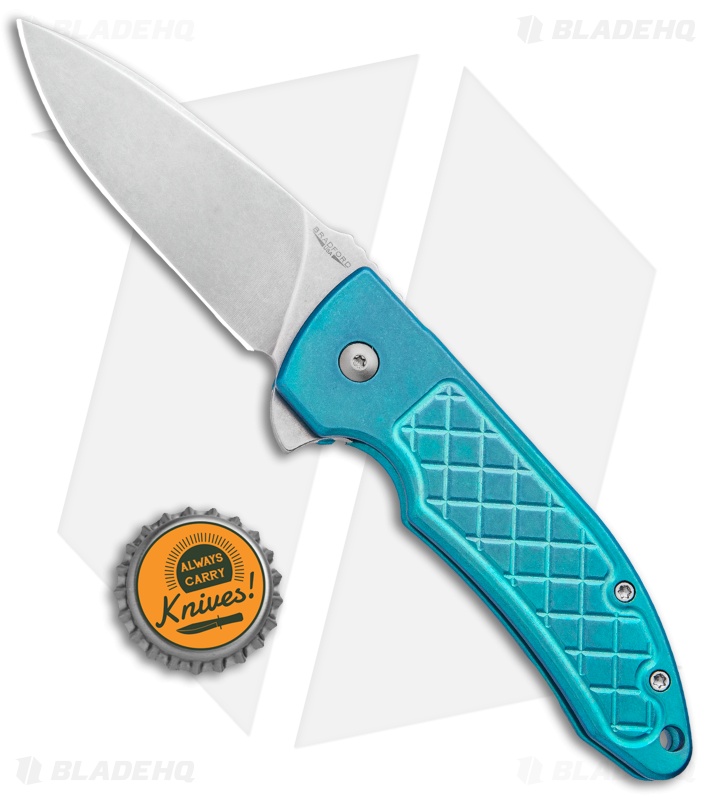 Bradford Knives Guardian3 Flipper G3F Knife Titanium Turquoise  (3" Stonewash)