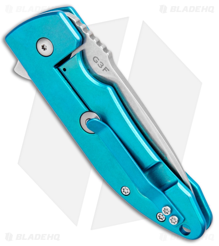 Bradford Knives Guardian3 Flipper G3F Knife Titanium Turquoise  (3" Stonewash)