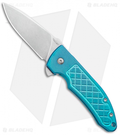 Bradford Knives Guardian3 Flipper G3F Knife Titanium Turquoise  (3" Stonewash)