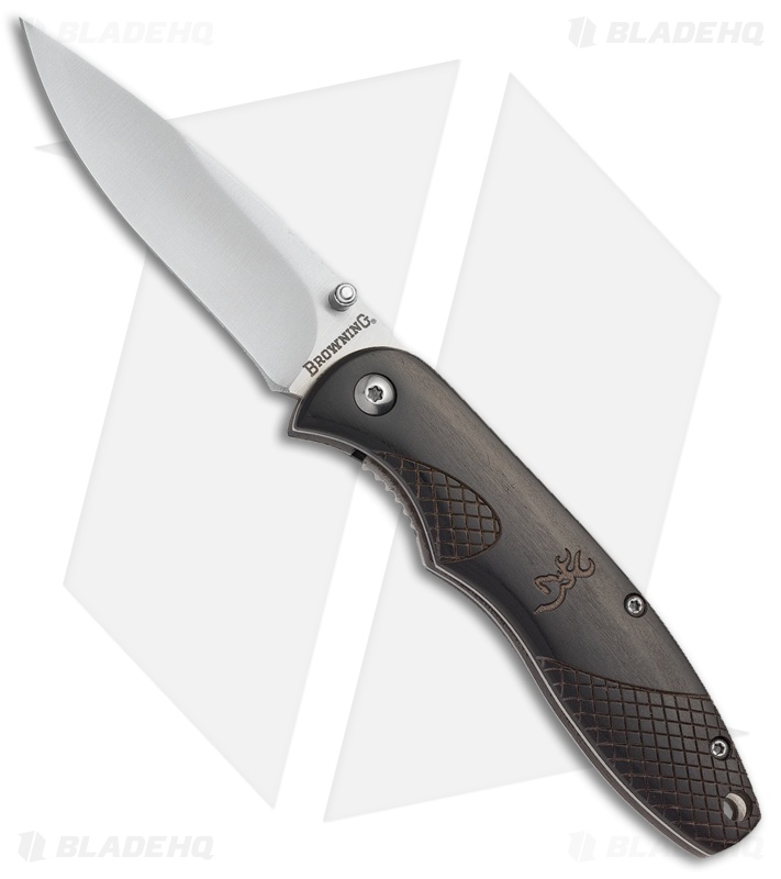 Browning Whitetail Liner Lock Knife w/ Gift Tin Black Wood (3" Satin)