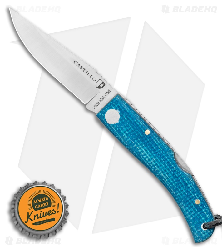 Castillo Navaja Lock Back Knife Coastal Blue Micarta (3" Satin)