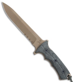 Chris Reeve Knives Green Beret Fixed Blade Knife (7" Flat Dark Earth Serr)