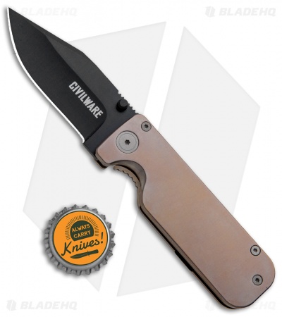 Civilware Clipper Frame Lock Knife Bronze Titanium (2.8" Black PVD)
