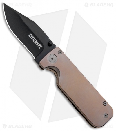Civilware Clipper Frame Lock Knife Bronze Titanium (2.8" Black PVD)