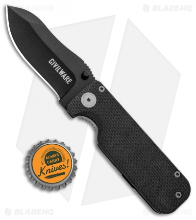Civilware Striker Frame Lock Knife Black G-10 (2.8" Black PVD) 