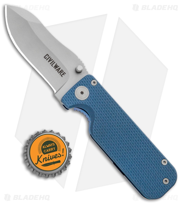 Civilware Striker Frame Lock Knife Blue G-10 (2.8" Bead Blast) 
