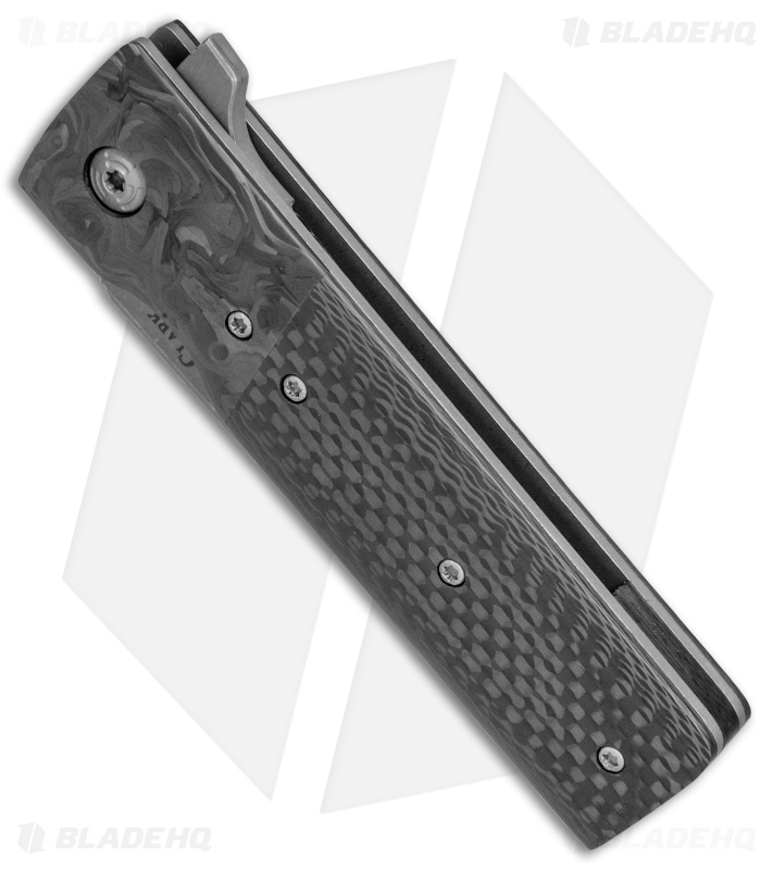 Clark Blades Grunt Custom Frame Lock Knife Carbon Fiber (3.8" Black Stonewash)