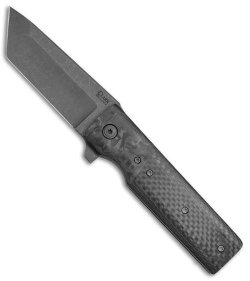 Clark Blades Grunt Custom Frame Lock Knife Carbon Fiber (3.8" Black Stonewash)