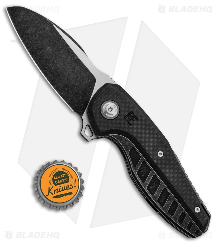 Custom Knife Factory Aich Frame Lock Knife Carbon Fiber/Ti (3.1" Black SW)