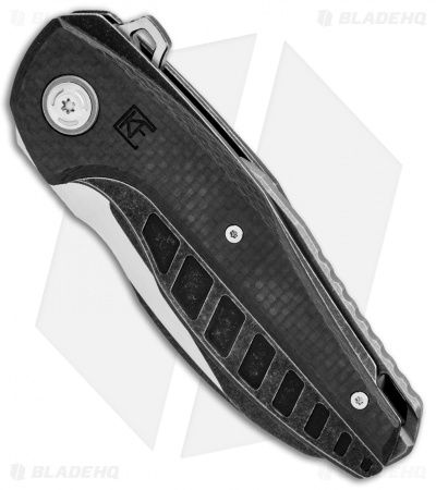 Custom Knife Factory Aich Frame Lock Knife Carbon Fiber/Ti (3.1" Black SW)