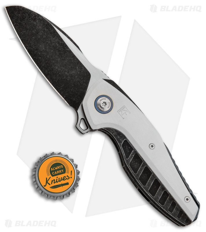 Custom Knife Factory Aich Frame Lock Knife White G-10/Ti (3.1" Black SW)