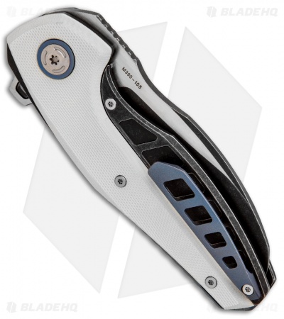 Custom Knife Factory Aich Frame Lock Knife White G-10/Ti (3.1" Black SW)