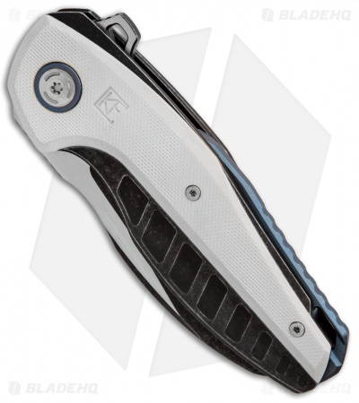 Custom Knife Factory Aich Frame Lock Knife White G-10/Ti (3.1" Black SW)