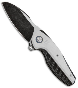 Custom Knife Factory Aich Frame Lock Knife White G-10/Ti (3.1" Black SW)