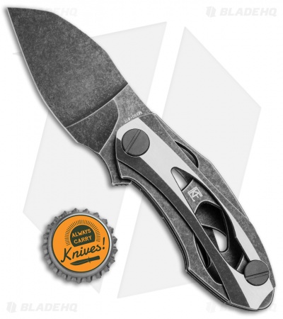 Custom Knife Factory  Decepticon-4 Flipper Knife Two-Tone Ti (3" Black SW)