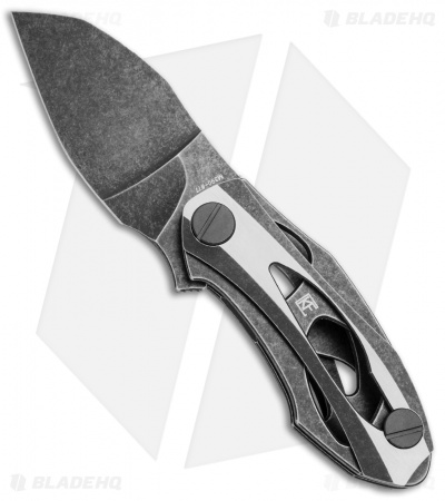 Custom Knife Factory  Decepticon-4 Flipper Knife Two-Tone Ti (3" Black SW)