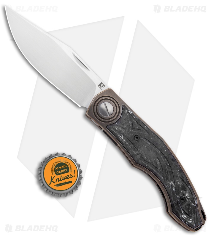 Custom Knife Factory Makosha Frame Lock Knife PIZD CF Speckle (3.75" Satin)