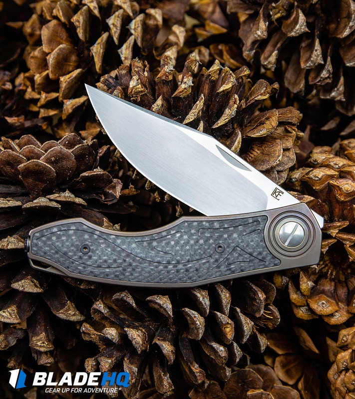 Custom Knife Factory Makosha Frame Lock Knife CF/Ti (3.75" Satin)